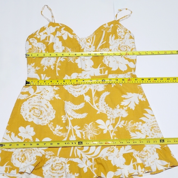 Wild Fable Golden Yellow Floral Ruffled Mini Dress (XL) - Picture 8 of 9